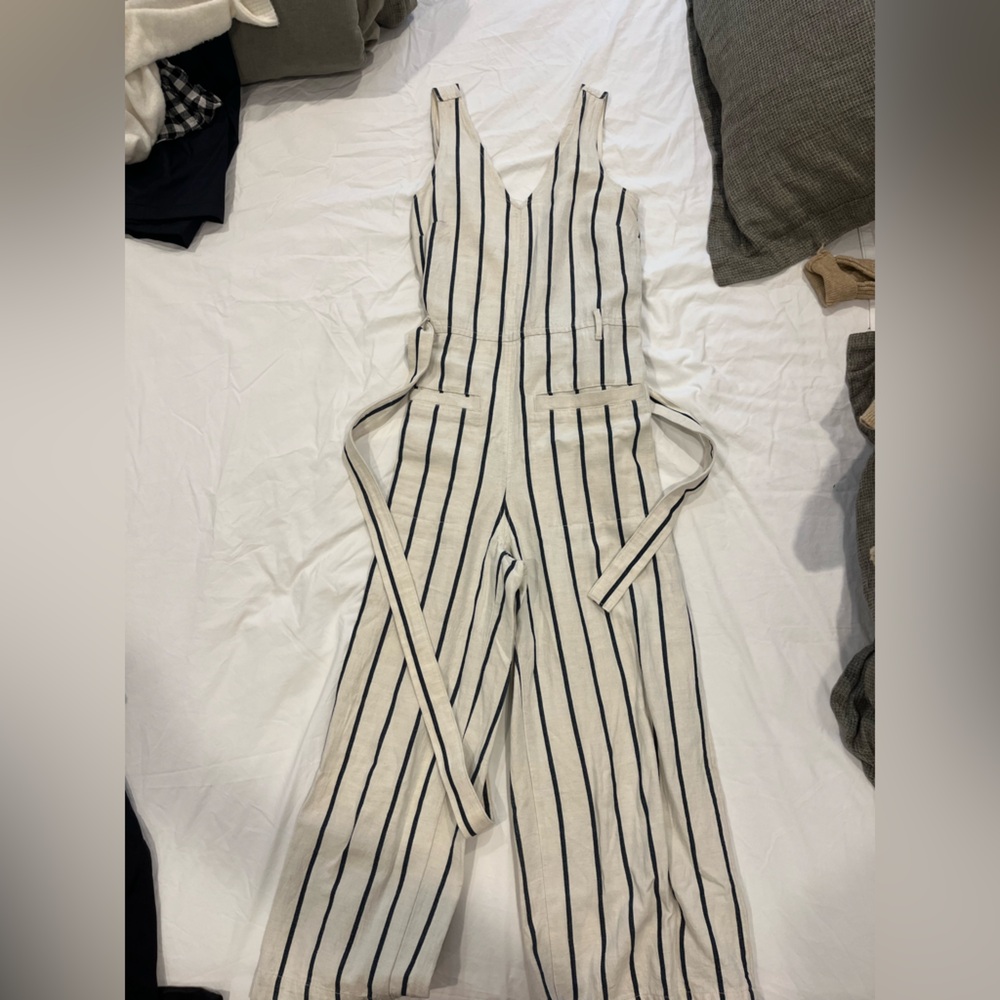 Madewell blue and white striped jumpsuit size S